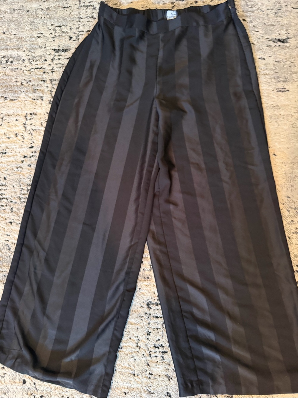 Wide-Leg Black Striped Pants Womens 18” across 2xl